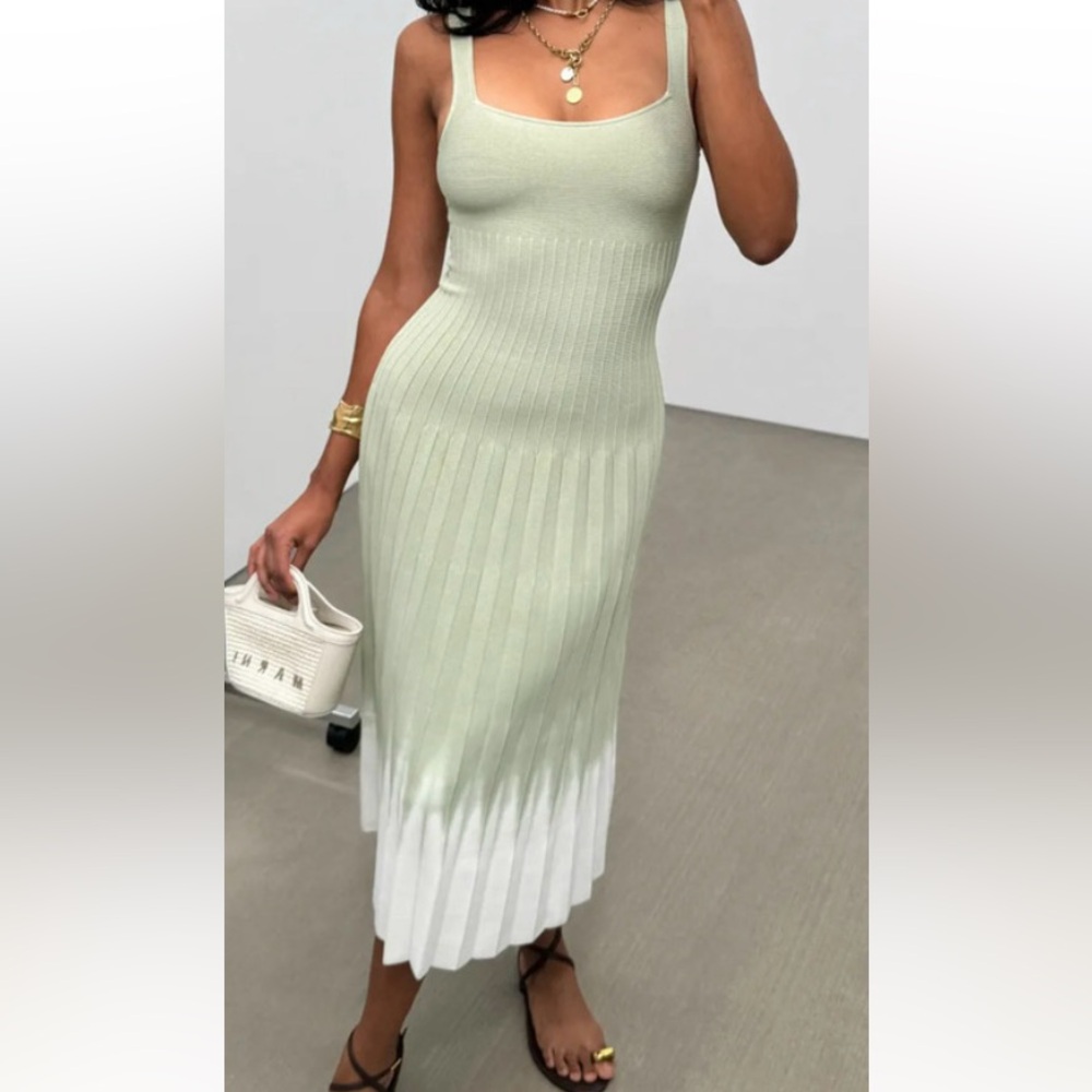 πΊπHPππΊ NWT Staud Ellison Midi Dress Jade Tie Dye πRareπ - Picture 4 of 16